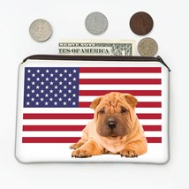 Shar Pei Dad USA Flag : Gift Coin Purse American Dog Pet Animal Cute Patriotic - £7.94 GBP