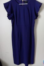 Liz Claiborne Purple Cocktail Dress Size 10 Zipper back Short Sleeve - $37.61