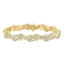 6CT Coupe Ronde Simu. Diamant 14k or Jaune Sur Homme Bracelet Lien 8 &quot; Pouce - £476.81 GBP