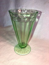Green 6 Inch Ribbed Depression Glass Footed Tumbler Mint - $9.99