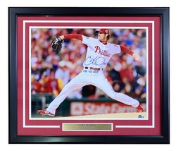 Cole Hamels Signed Framed 16x20 Phillies Photo 08 WS MVP Inscribed BAS ITP - £259.42 GBP
