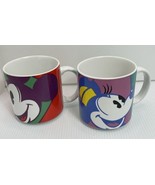 Vintage Disney Mickey And Minnie Mouse Mug Set Color Pop Couple Set Coff... - £18.00 GBP