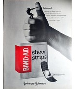 BAND-AID - Sheer Strips - Johnson &amp; Johnson 1964 Vintage Print Ad - $11.37