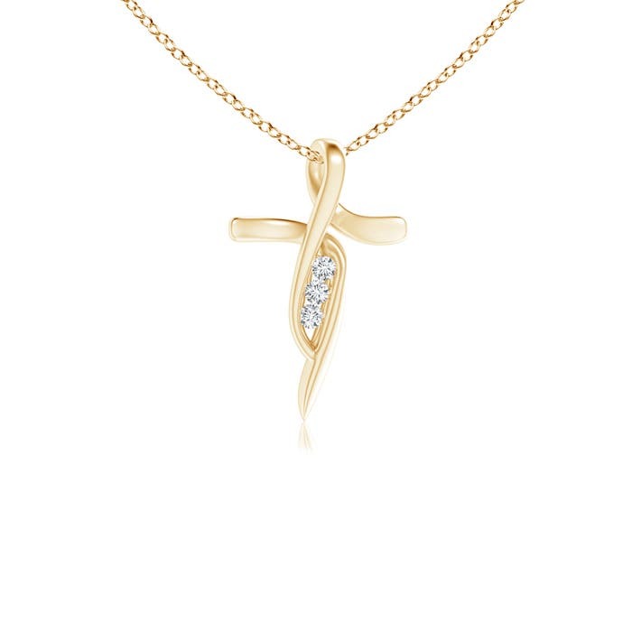 Primary image for ANGARA Lab-Grown 0.08 Ct Three Stone Diamond Cross Pendant Necklace in 14K Gold