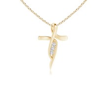ANGARA Lab-Grown 0.08 Ct Three Stone Diamond Cross Pendant Necklace in 14K Gold - £372.77 GBP