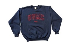 MJ Soffe United States Marine Corps USMC Dad Navy Blue Embroidered Sweatshirt L - £17.14 GBP