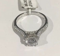 Sterling Silver Engagement Ring With Round Cut Center cz Stone - £55.15 GBP
