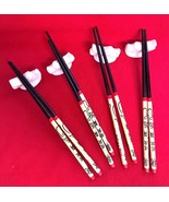 4 White Porcelain Dragon  Asian Chopstick Rests &amp; 4 Chopstick Pairs Red ... - $130.76 MXN