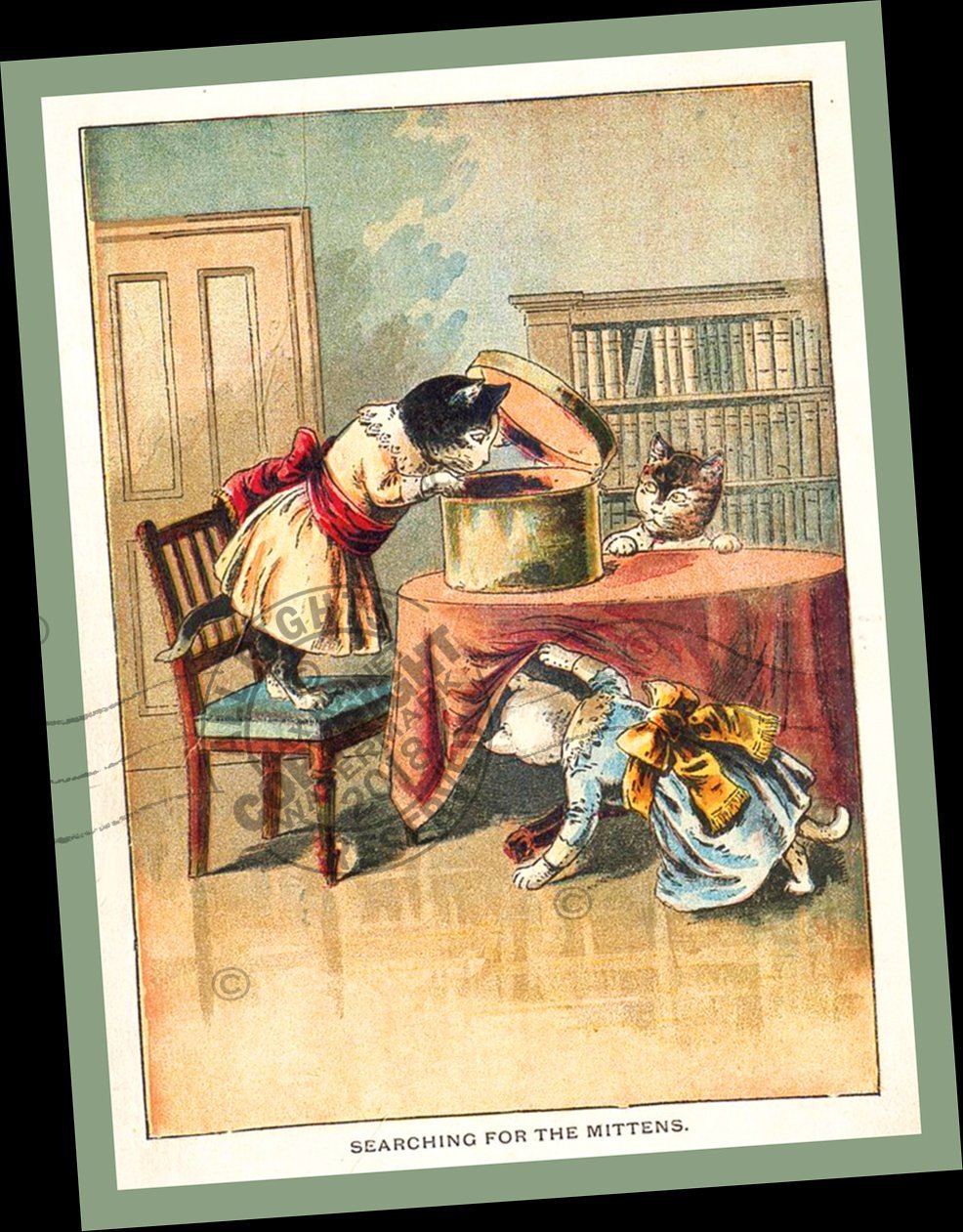 Children&#39;s WALL ART: Kittens Looking for Their Mittens 1890 Illustration... - $42.42