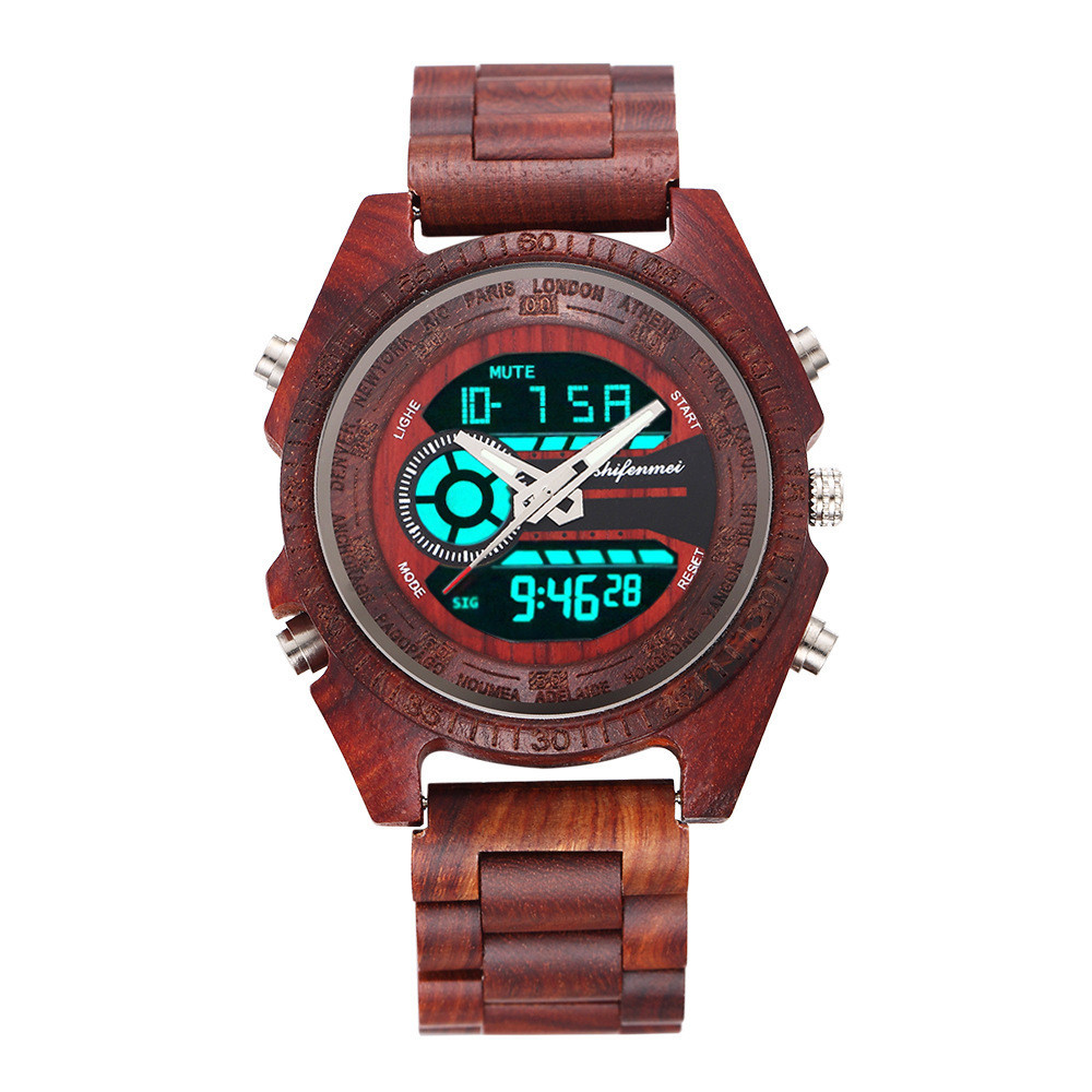Classic wooden leisure electronic quartz watch - $55.00