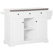 Rolling Kitchen Island: White, Stainless Steel Top - $436.99