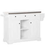 Rolling Kitchen Island: White, Stainless Steel Top - €379,59 EUR
