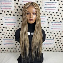 Handmade Box Braids Lace Frontal Glueless Updo Long Braided Wig For Blac... - $205.70