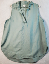 J.CREW Sleeveless Top Womens Size Large Green Linen Sleeveless Casual Collared - £13.69 GBP