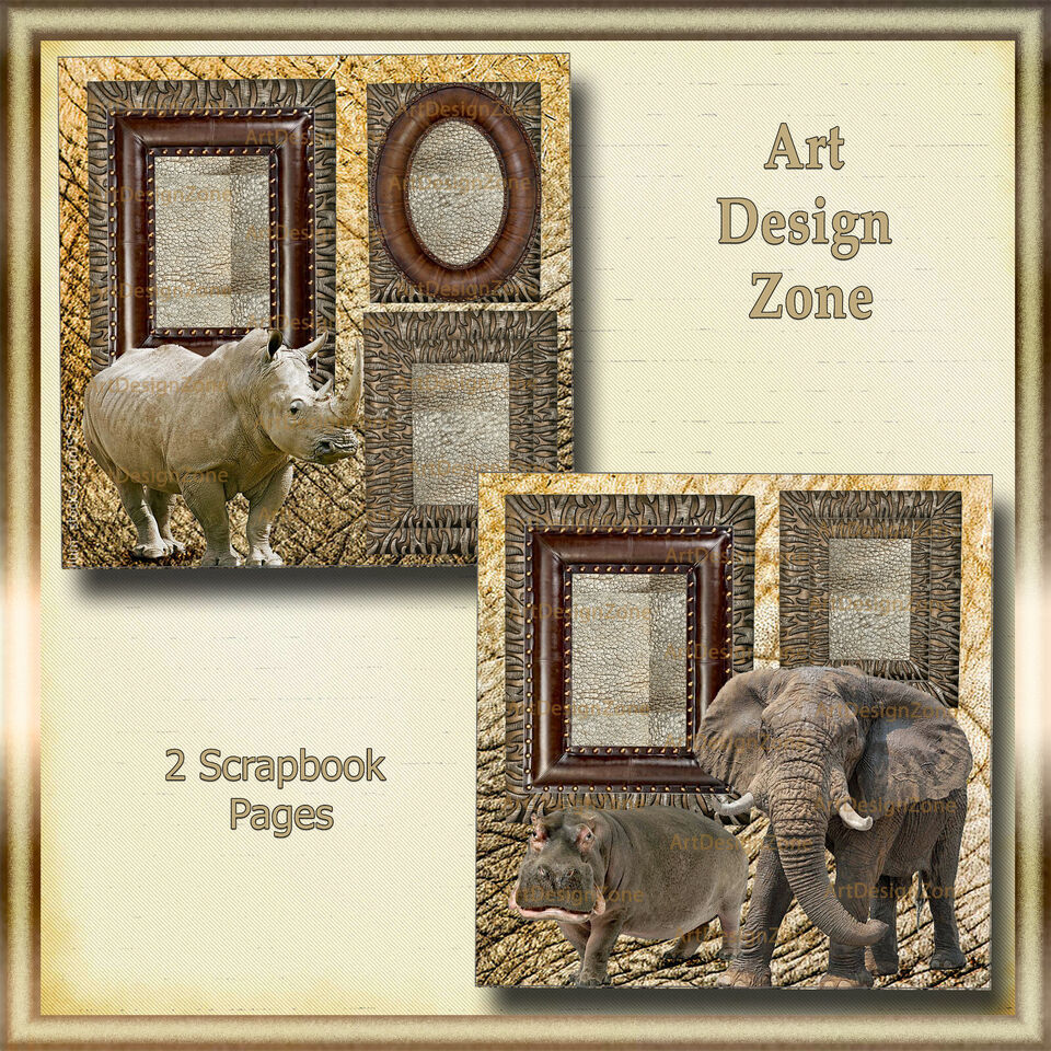 Elephant, Rhinoceros and Hippopotamus Scrapbook Pages - $17.00