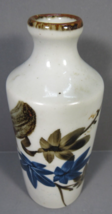 Otagiri Japan Bud Vase Hand Painted Blue &amp; Green Floral 4.75&quot;x2.25&quot; Foil Sticker - £10.25 GBP