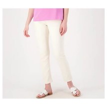 Denim &amp; Co. Comfy Knit Slim Straight Ankle Length Jeans (Cream, X-Small) A596314 - £17.66 GBP