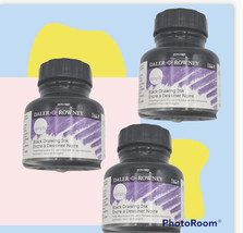 Lot Of 3 pack Daler-Rowney Simply Black Drawing &amp; Calligraphy Ink 1 fl oz. - £26.47 GBP