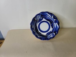 Talavera Bowl  5 x 2 Inch Cobalt Blue and White Flowers Folkart - £11.65 GBP