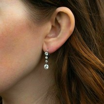 2Ct Round Cut VVS1 Diamond Journey Drop Dangle Earrings 14k White Gold Finish - £83.90 GBP