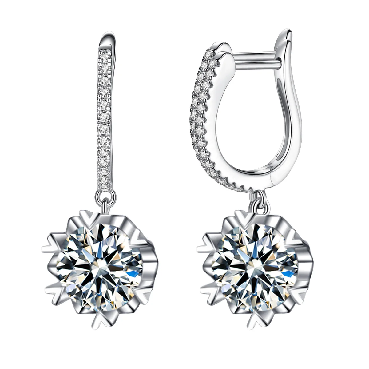 Luxury Lever Back 1ct 2ct 3ct Moissanite Dangle Earrings For Women Pure Sterling - £167.52 GBP