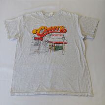 Gildan Heavy Cotton CHEERS BOSTON Youth Gray Cotton Graphic T-Shirt Size Large image 2