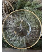 Vintage Jeannette Glass Co. “Feather” Platter 13.75" 22k Gold Trim - $11.30