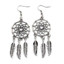 DREAM CATCHER EARRINGS 3.5&quot; Drop Dangle Metal Feather Stainless Steel Ea... - $5.56 CAD