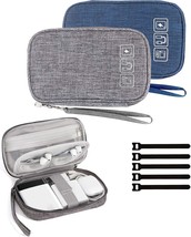 Cable Organizer Bag, 2Pcs Travel Cord Organizer Pouch Small, Grey+Blue - £31.36 GBP