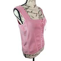 Worth Sleeveless Lace Up Square Neck Corset Top Womens M Pink Stretch Boxy - £21.70 GBP