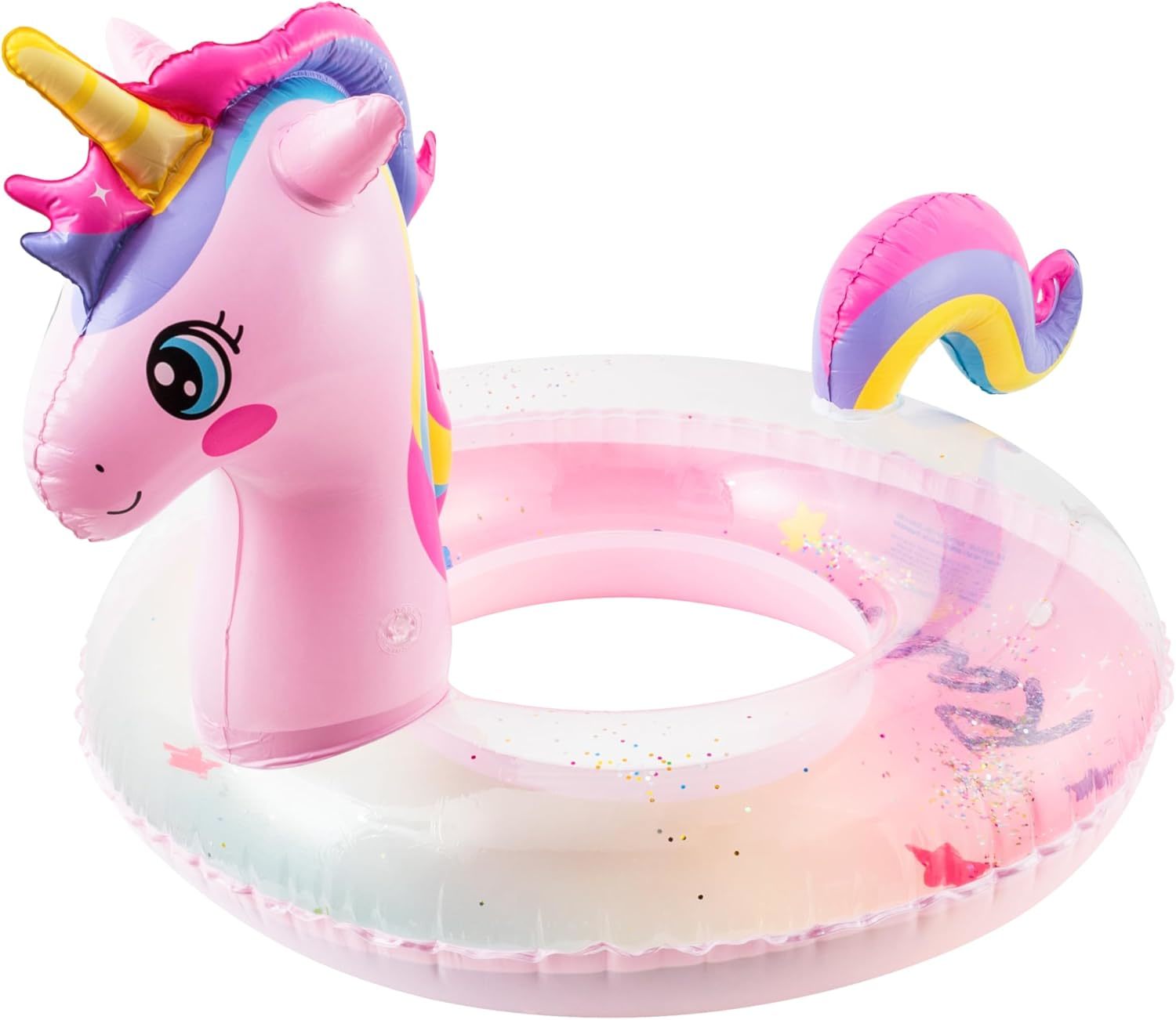 Zainpe Unicorn Inflatable Pool Float With Glitters Gradient Pink Inflation - $35.97