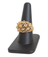 Vintage Avon Ring Sz 9 Ladies Gold Tone Dome Spun Blossoms Costume Jewelry - $17.95