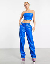 Women Pant Blue Fancy Designer 100% Leather Hot Stylish Winter Lambskin - $105.47+