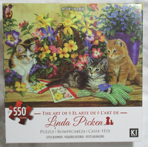 KI Puzzles 550 Piece Puzzle The Art of Linda Picken LITTLE BLOOMERS kittens - $37.88