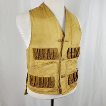 Vintage American Field Shooters Hunting Vest Medium Duck Brown Canvas Pockets - £17.11 GBP