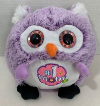 Hug Fun Plush Owl #1 Mom number one Mother&#39;s Day Purple pink big eyes fl... - $14.84