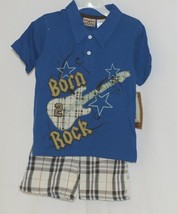 Little Rebels Boys Two Piece Born 2 Rock Shirt Shorts Outfit 24 Months - £11.73 GBP