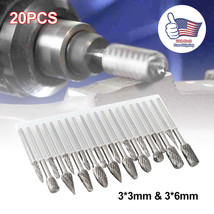 20Pcs Tungsten Carbide Rotary Drill 1/8&quot;Shank Bits Burr Die Grinder Carv... - £28.92 GBP