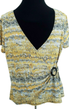 Notations Blouse Womens Size Large Multicolor with Black Insert Pullover Knit - $15.84