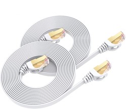 CAT8 Ethernet Cable 6ft 2Pack High Speed Flat Internet Network Computer ... - £17.73 GBP