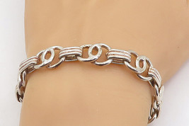 925 Sterling Silver - Vintage Shiny Fluted Round Link Chain Bracelet  - ... - £77.19 GBP