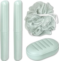 4 Piece Travel Set  2 Toothbrush Holders a Soap Dish Body Exfoliating Sp... - £6.94 GBP