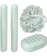 4 Piece Travel Set  2 Toothbrush Holders a Soap Dish Body Exfoliating Sp... - $164.41 MXN