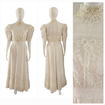 Exquisite Lace 70s Priscilla of Boston Edwardian Style Tea Ascot Wedding Dress - £294.66 GBP