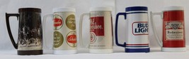 Set of 5 Vintage Beer Thermo-Serv Insulated Plastic Mug Cup 16oz Budweiser ++ - $39.99