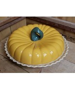 Vintage Pumpkin Pie Recipe Dish Ceramic Fall Baking Pie Plate With Lid 2PC  - £43.75 GBP