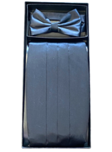 Brand New Men&#39;s Solid BLACK Cummerbund and BowTie Set. - $17.81