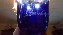 Starbucks Anchor Hocking Glass Cobalt Blue Pedestal Mug Coffee Cup - $12.20