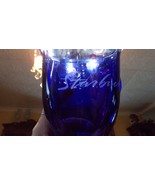 Starbucks Anchor Hocking Glass Cobalt Blue Pedestal Mug Coffee Cup - $12.20