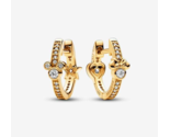 14k Gold-plated Disney Mickey Mouse &amp; Minnie Mouse Sparkling Hoop Earrings - £13.81 GBP